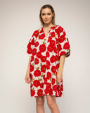 vestido corto estampado de flores (Red) - Tantra Spain