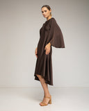 Vestido de raso midi de mangas amplias y sueltas. - Tantra Spain