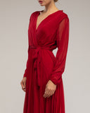 Vestido de tul largo de capas con cuello pico. - Tantra Spain