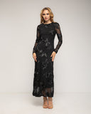 Vestido de tul largo y entallado con espalda descubierta y flores bordadas - Tantra Spain