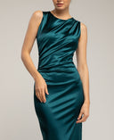 Vestido entallado con pliegue en el costado (GREEN) - Tantra Spain