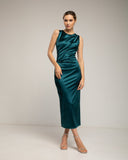 Vestido entallado con pliegue en el costado (GREEN) - Tantra Spain