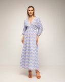 vestido estampado con cintura elastica (Blue) - Tantra Spain