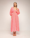vestido estampado con cintura elastica (Fucsia) - Tantra Spain