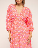 vestido estampado con cintura elastica (Fucsia) - Tantra Spain