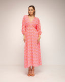 vestido estampado con cintura elastica (Fucsia) - Tantra Spain