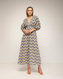 vestido estampado con cintura elastica (Navy) - Tantra Spain