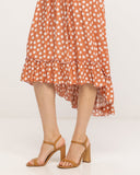 Vestido estampado high - low de tirantes. - Tantra Spain