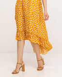 Vestido estampado high - low de tirantes. - Tantra Spain
