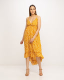 Vestido estampado high - low de tirantes. - Tantra Spain