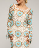 Vestido largo de crochet con corazones. - Tantra Spain