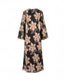 Vestido largo de flores con cuello cuadrado y tiras atrás - Tantra Spain