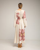 Vestido largo de flores con cuello cuadrado y tiras atrás (ROSA) - Tantra Spain