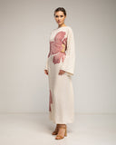 Vestido largo de flores con cuello cuadrado y tiras atrás (ROSA) - Tantra Spain