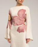 Vestido largo de flores con cuello cuadrado y tiras atrás (ROSA) - Tantra Spain