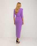 Vestido largo liso drapeado con escote. - Tantra Spain