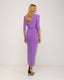 Vestido largo liso drapeado con escote. - Tantra Spain