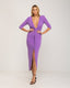 Vestido largo liso drapeado con escote. - Tantra Spain