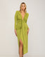 Vestido largo liso drapeado con escote. - Tantra Spain