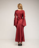 Vestido maxi con dibujo de flores japonés y cuello redondo - Tantra Spain
