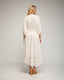 Vestido maxi de popelin con flores bordadadas y lentejuelas, manga francesa y cuello pico - Tantra Spain