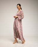 Vestido maxi estampado con cuello pico y cintura elástica - Tantra Spain