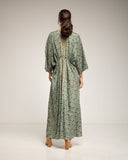 Vestido maxi estampado con cuello pico y cintura elástica - Tantra Spain