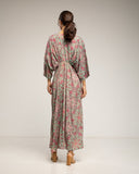 Vestido maxi estampado con cuello pico y cintura elástica - Tantra Spain