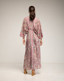 Vestido maxi estampado con cuello pico y cintura elástica - Tantra Spain