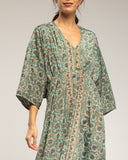 Vestido maxi estampado con cuello pico y cintura elástica - Tantra Spain
