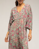 Vestido maxi estampado con cuello pico y cintura elástica - Tantra Spain