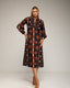Vestido midi con estampado etnico tipo túnica y cuello pico. - Tantra Spain