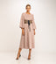 Vestido midi de antelina con cinturon con bordados. - Tantra Spain