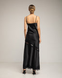 Vestido midi de raso lencero con detalles de encaje y tirantes - Tantra Spain