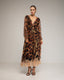 Vestido midi de tul de animal print con cuello en pico. - Tantra Spain
