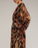 Vestido midi de tul de animal print con cuello en pico. - Tantra Spain