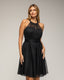 Vestido midi en corte A con encaje y falda de lunares de tul. - Tantra Spain