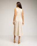 Vestido midi sin mangas con parte de arriba tipo camiseta y falda de vuelo con bolsillos - Tantra Spain