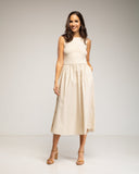 Vestido midi sin mangas con parte de arriba tipo camiseta y falda de vuelo con bolsillos - Tantra Spain