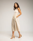 Vestido midi sin mangas con parte de arriba tipo camiseta y falda de vuelo con bolsillos - Tantra Spain