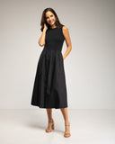 Vestido midi sin mangas con parte de arriba tipo camiseta y falda de vuelo con bolsillos (BLACK))) (Copia) (Copia) (Copia) - Tantra Spain