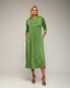 Vestido oversize con seda, bolsillos, manga francesa y cuello redondo. - Tantra Spain