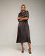 Vestido oversize con seda, bolsillos, manga francesa y cuello redondo. - Tantra Spain