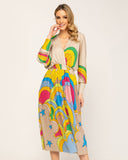 Vestido plisado estampado con detalles de lurex. - Tantra Spain