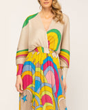Vestido plisado estampado con detalles de lurex. - Tantra Spain