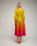 Vestido plisado midi tornasolado con pinzas en la cintura. - Tantra Spain