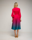Vestido plisado midi tornasolado con pinzas en la cintura. - Tantra Spain