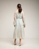 Vestido semitransparente con botones, detalle de flores y volantes. Cinturón y forro aparte - Tantra Spain